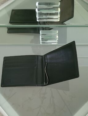 GIANNI VERSACE MEN'S MONEY CLIP 100 ITALIAN LEATHER, MADE IN ITALY